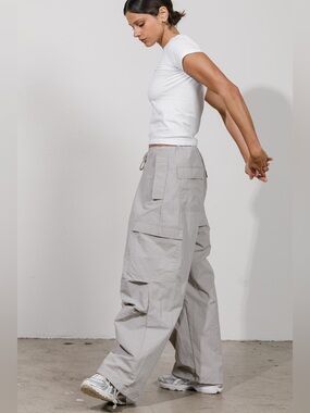 Local European Parachute Cargo Pant Grey Nylon Size XS/S Baggy Relaxed